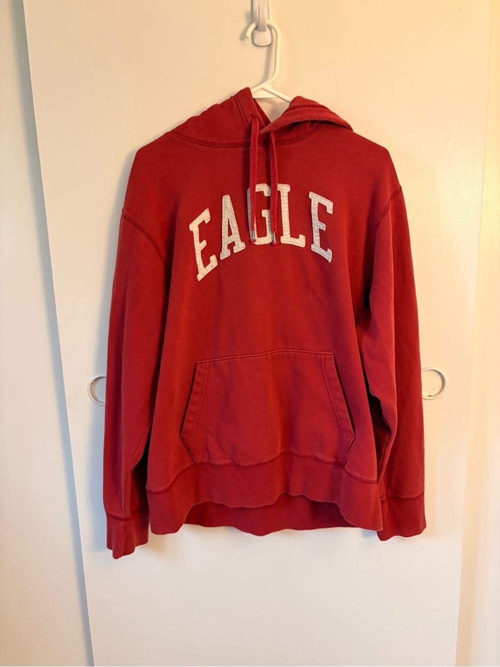 Red Y2K Men’s American Eagle Green Label Embroidered Eagle Spell-out Hoodie